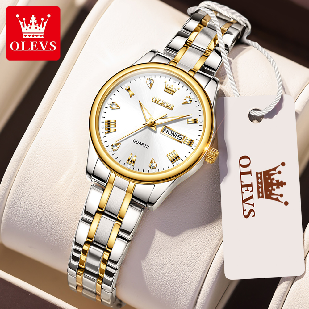Luxury Watch With Leather Strap - OLEVS jam tangan wanita merek mewah