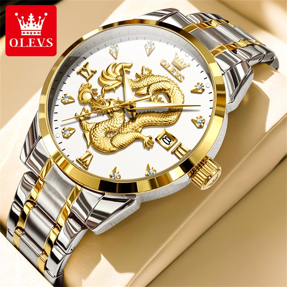 Luxury Watch In China - OLEVS Jam Tangan Kuarsa Dial Naga