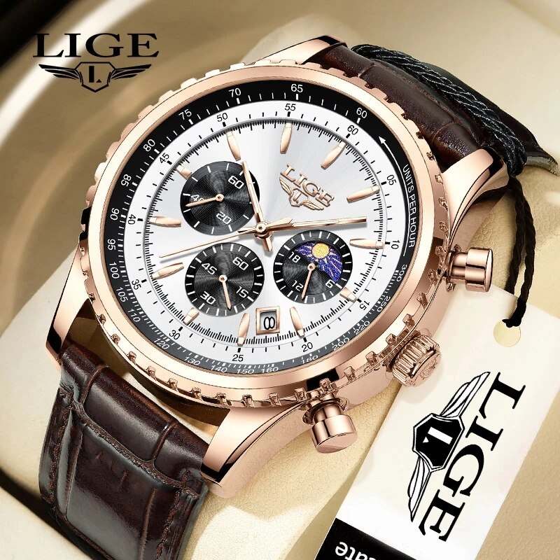 Luxury Watch Holder For Men - LIGE jam tangan kulit pria, arloji