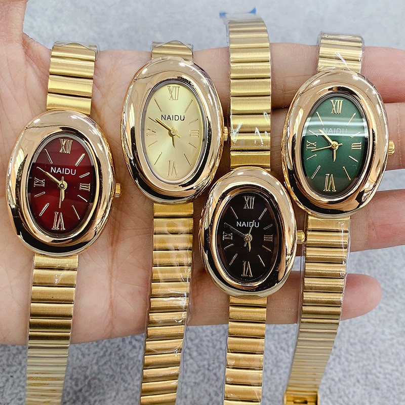 Luxury Watch Female - Jam Tangan Kuarsa Wanita Oval Emas