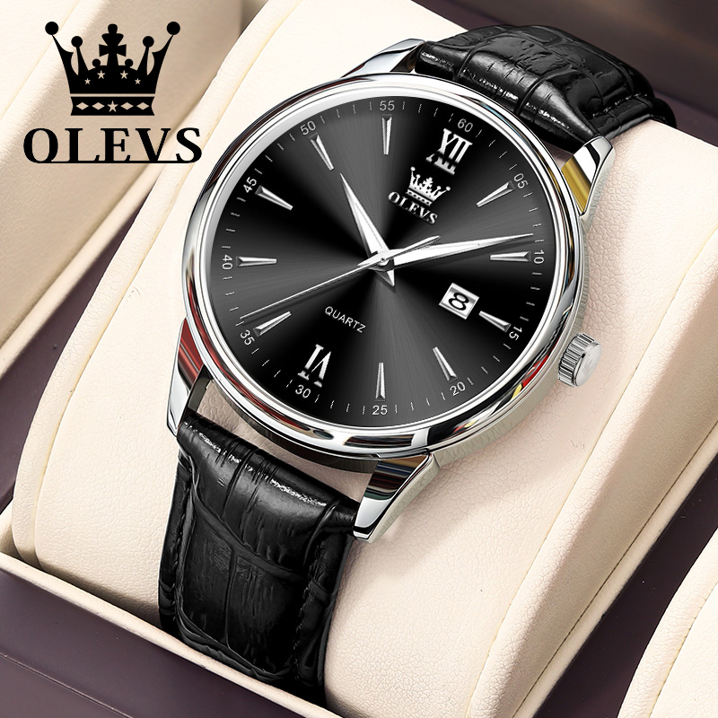 Luxury Watch Holder For Men - OLEVS jam tangan kuarsa tali kulit