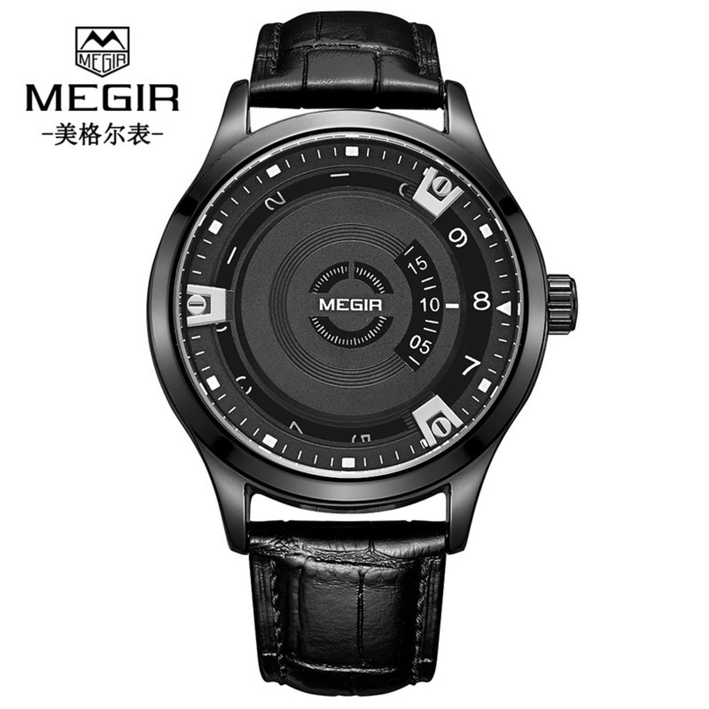 Luxury Watch With Leather Strap - MEGIR Jam Tangan Pria Jam Tangan