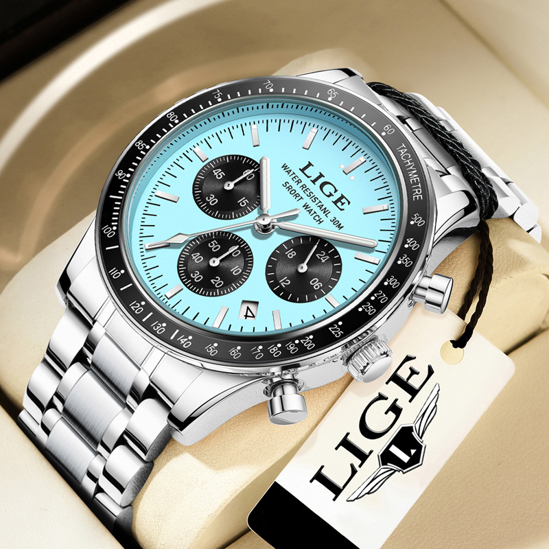 Luxury Watch Holder For Men - LIGE Jam Tangan Pria Baru Bermerek