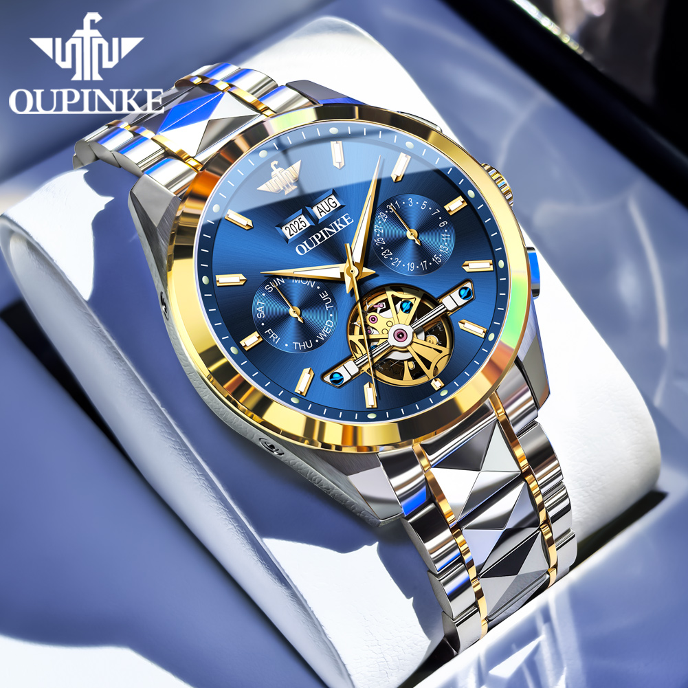 Luxury Watch With Leather Strap - OUPINKE Jam Tangan Pria Jam Tangan