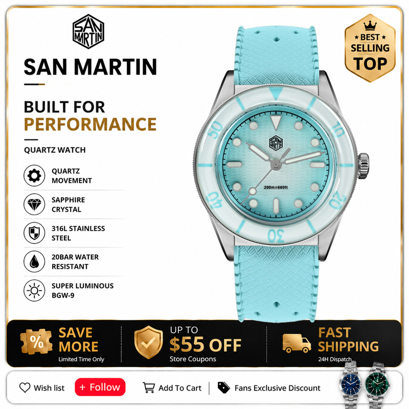 Jam Tangan Wanita San Martin M - Sapphire Crystal Display ulasan dan harga