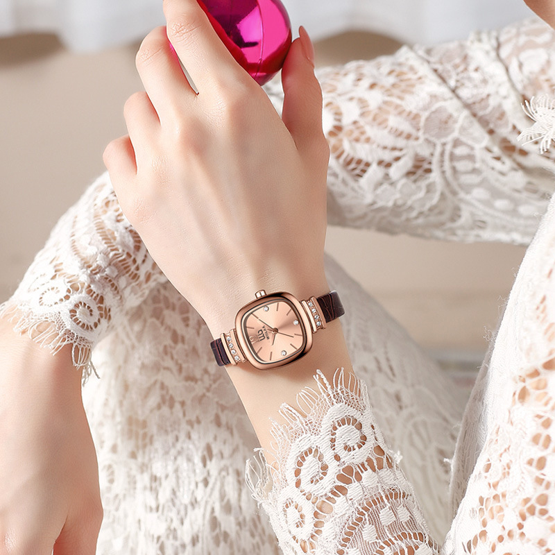 Jam Tangan Wanita Rose Gold Pe - Luxury Watch With Leather Strap ulasan dan harga