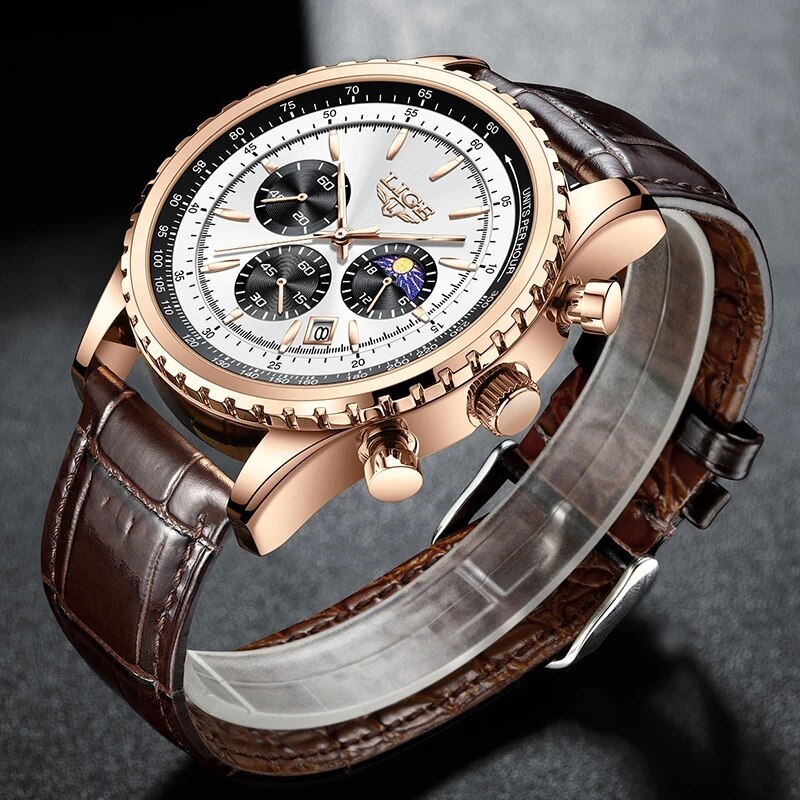 LIGE jam tangan kulit pria, ar - Luxury Watch Holder For Men ulasan dan harga