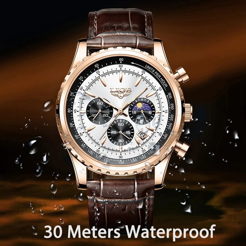 LIGE jam tangan kulit pria, ar - Luxury Watch Holder For Men ulasan dan harga