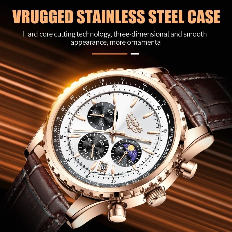 LIGE jam tangan kulit pria, ar - Luxury Watch Holder For Men ulasan dan harga