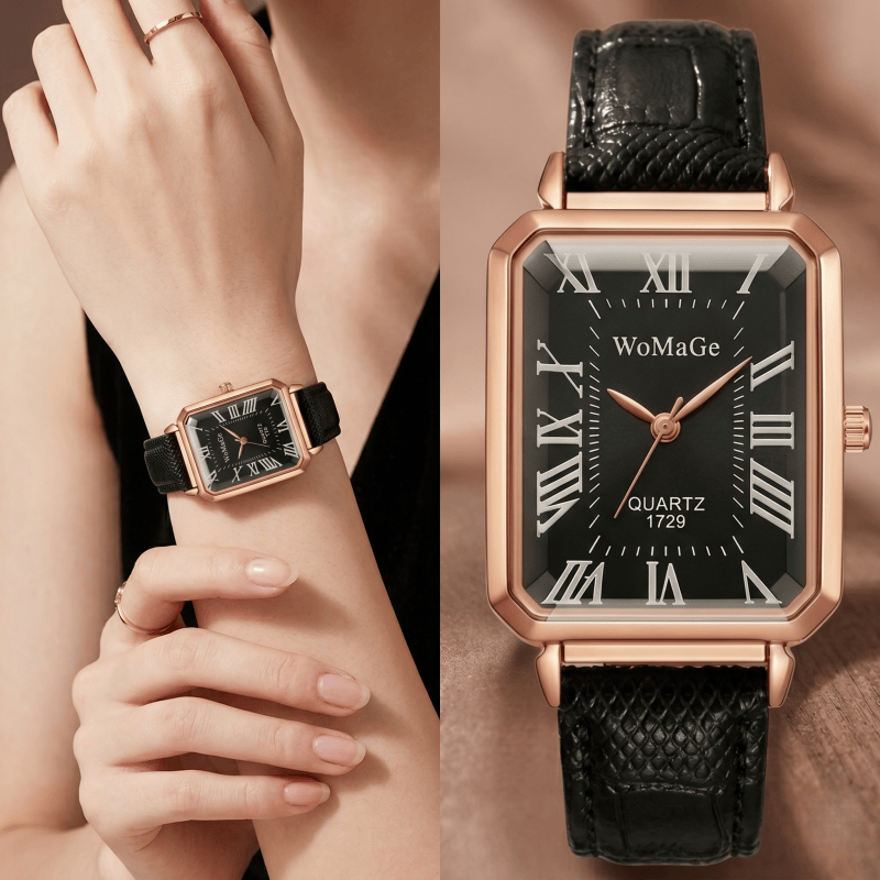 Jam Tangan Kuarsa Persegi Panj - Luxury Watch With Leather Strap ulasan dan harga