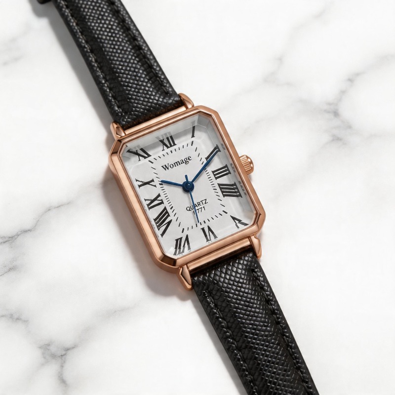 Jam Tangan Kuarsa Persegi Panj - Luxury Watch With Leather Strap ulasan dan harga