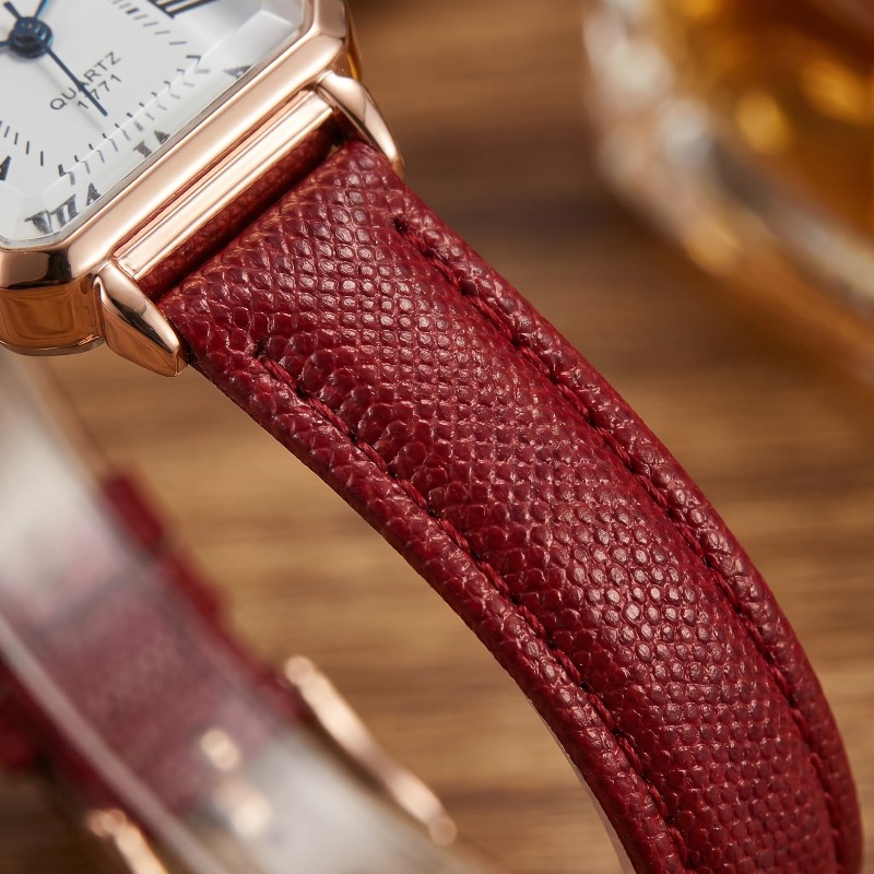 Jam Tangan Kuarsa Persegi Panj - Luxury Watch With Leather Strap ulasan dan harga