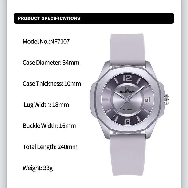 NAVIFORCE jam tangan 7107 wani - Luxury Watch Black ulasan dan harga