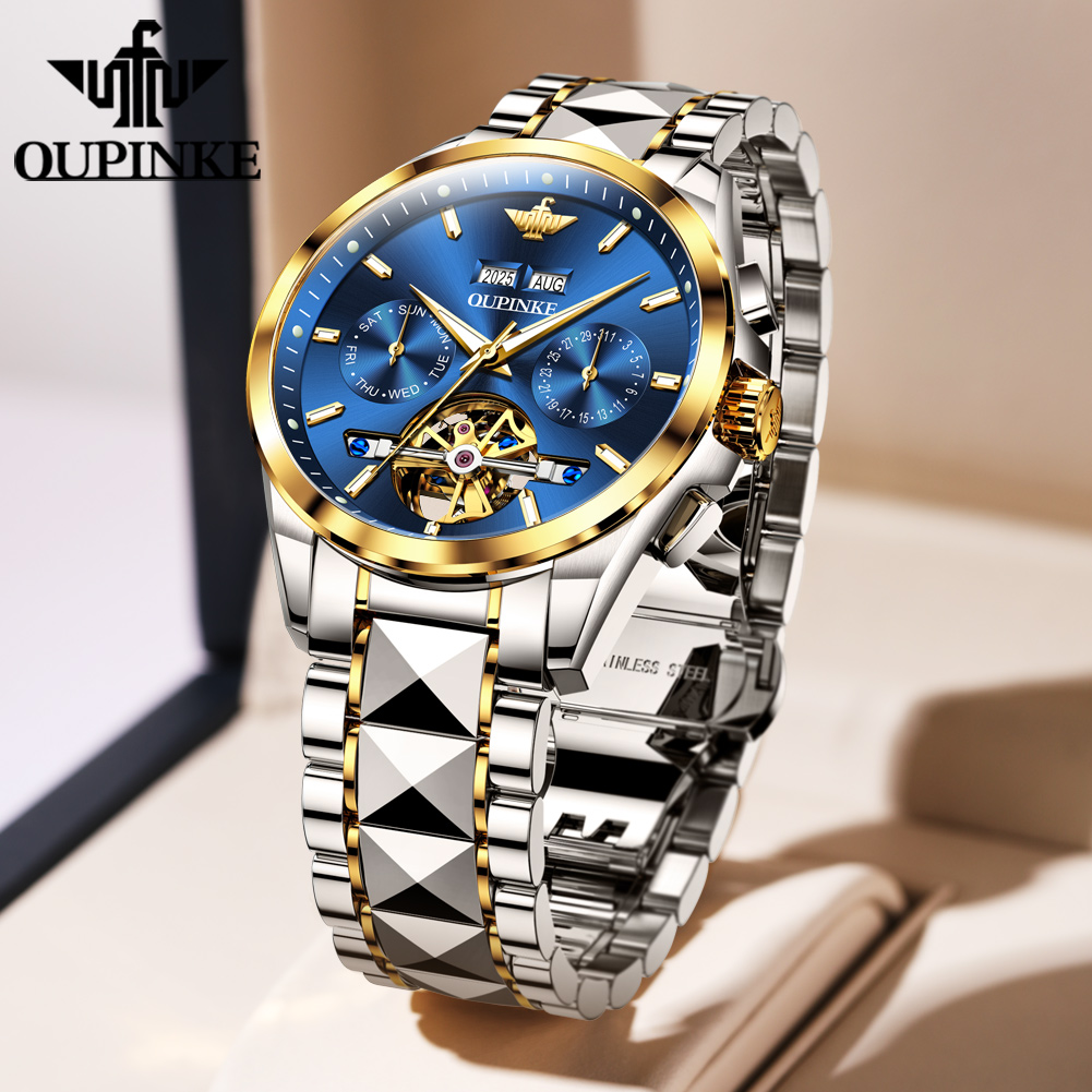 OUPINKE Jam Tangan Pria Jam Ta - Luxury Watch With Leather Strap ulasan dan harga