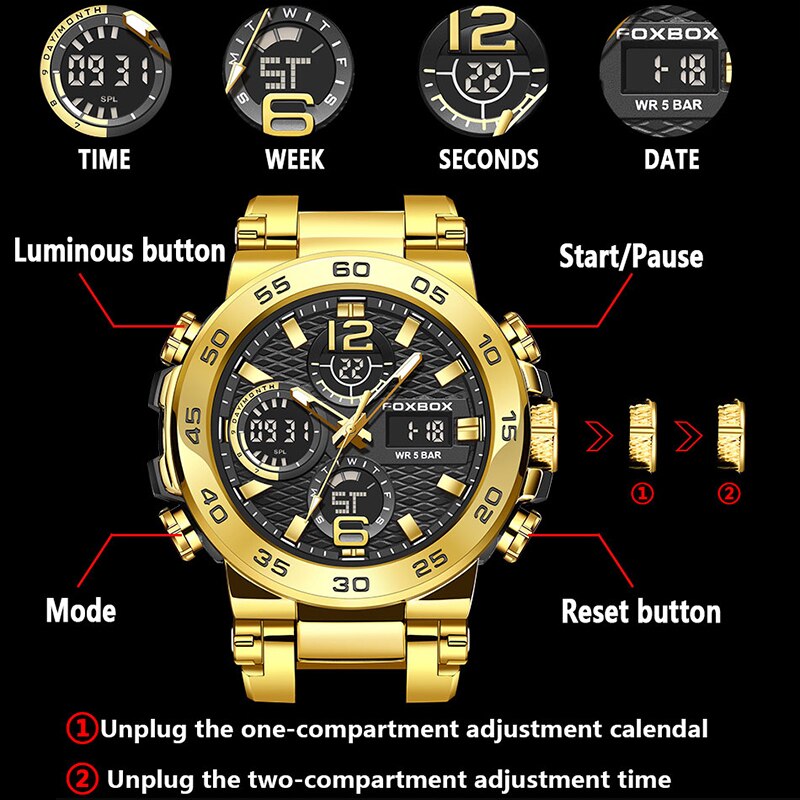 FOXBOX jam tangan bisnis modis - Luxury Watch Holder For Men ulasan dan harga