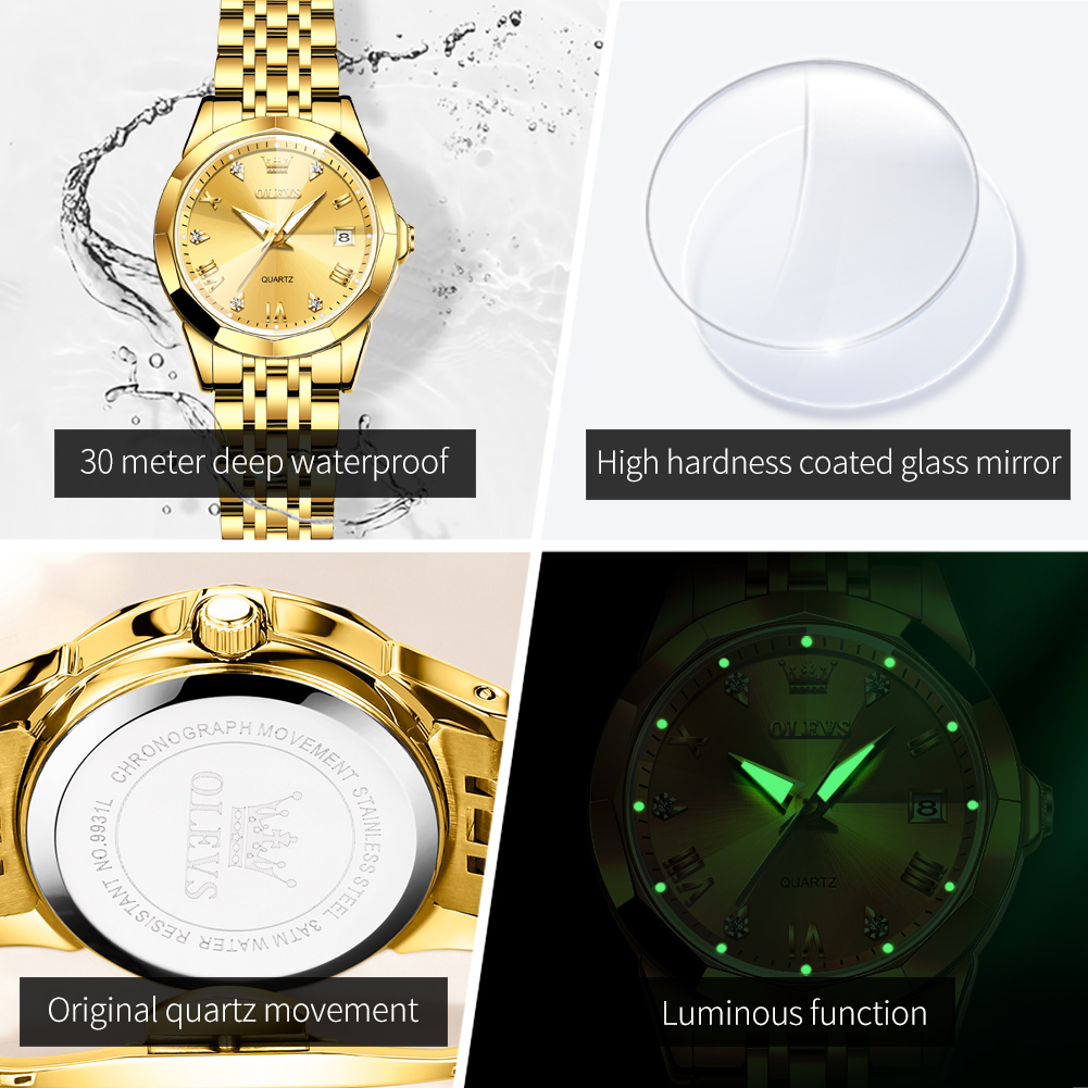 OLEVS jam tangan emas wanita,  - Luxury Watch Female ulasan dan harga