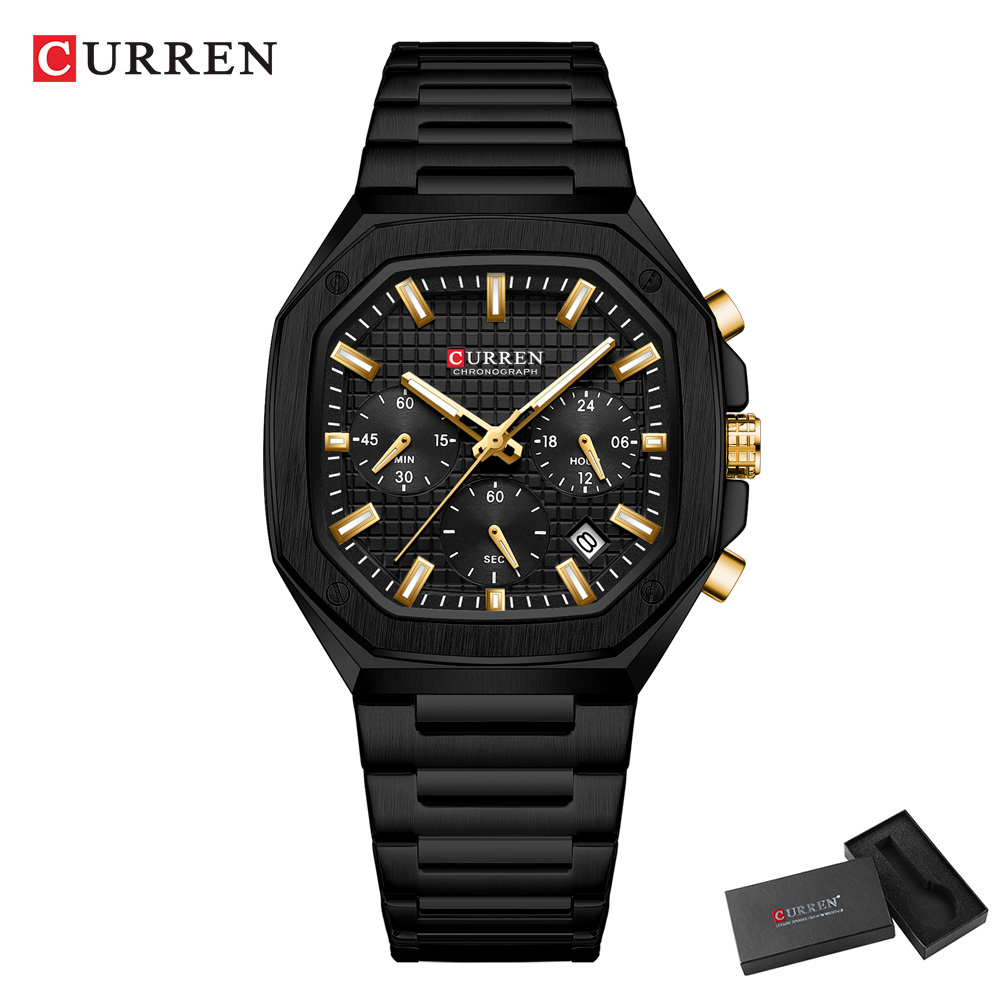 CURREN Jam Tangan Chrono Perse - Luxury Watch Black ulasan dan harga