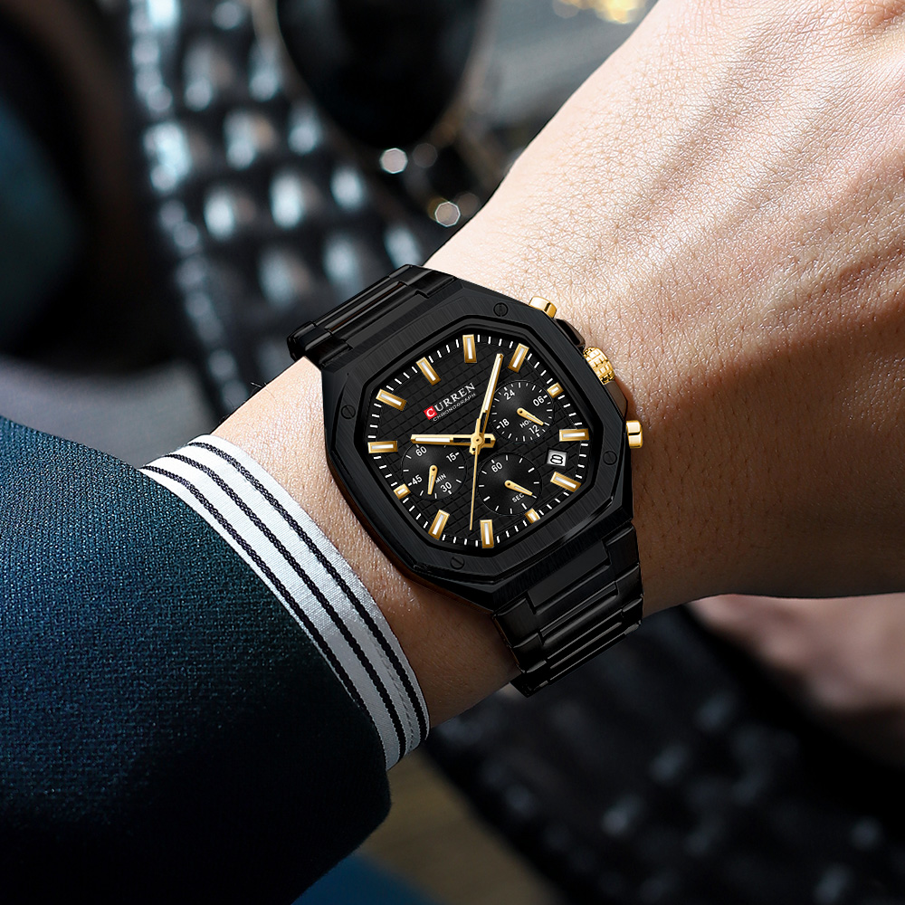 CURREN Jam Tangan Chrono Perse - Luxury Watch Black ulasan dan harga