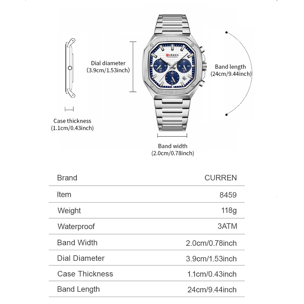 CURREN Jam Tangan Chrono Perse - Luxury Watch Black ulasan dan harga