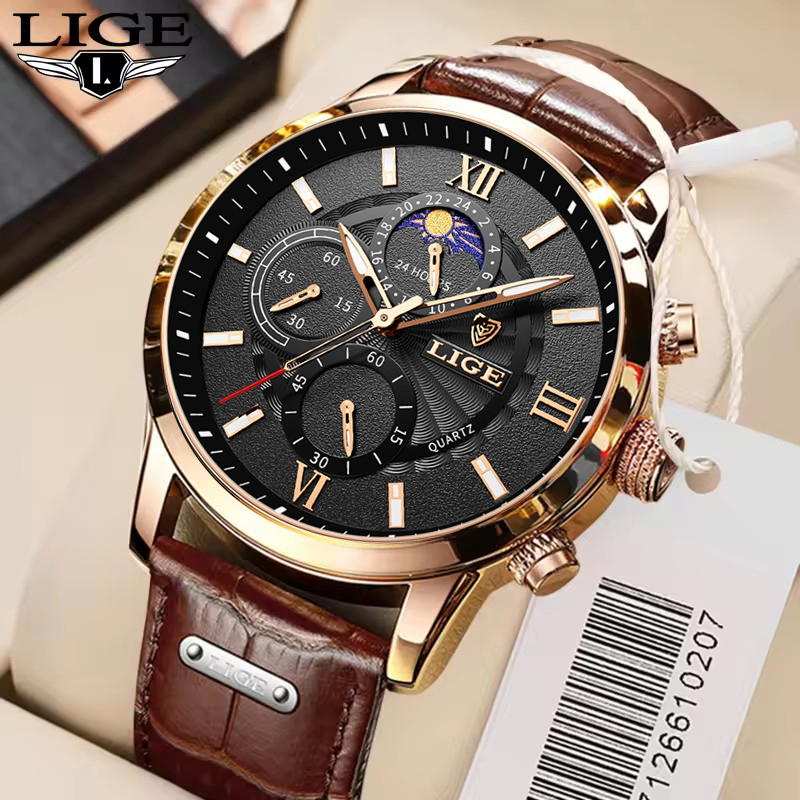 LIGE jam tangan pria, jam tang - Luxury Watch Holder For Men ulasan dan harga