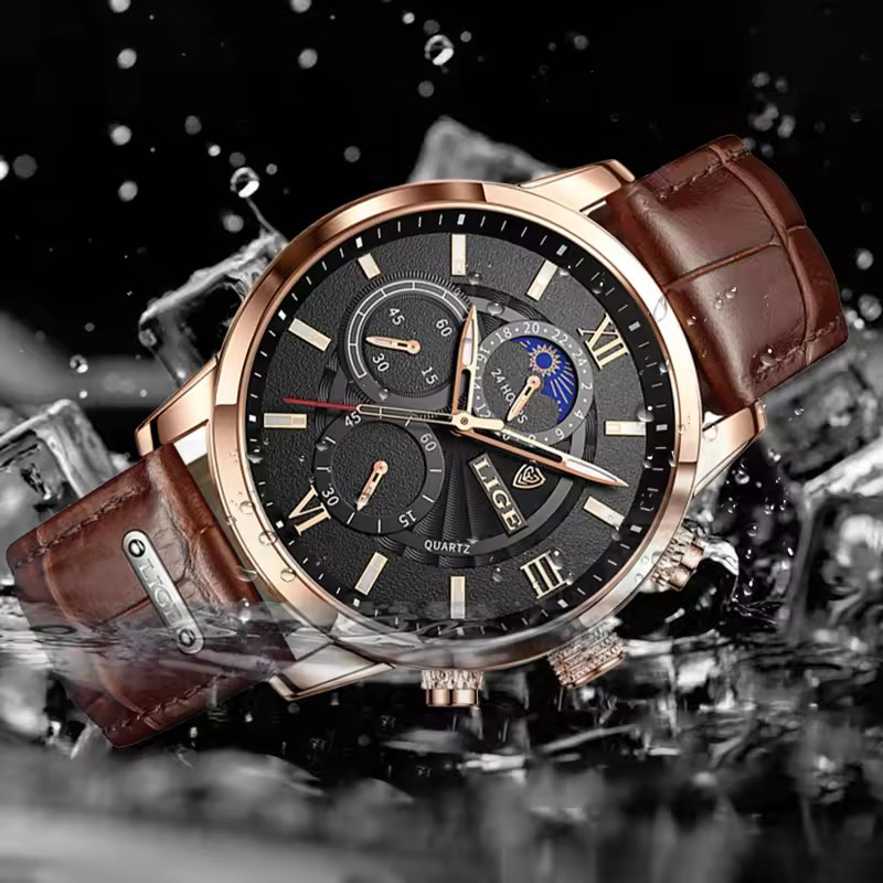 LIGE jam tangan pria, jam tang - Luxury Watch Holder For Men ulasan dan harga